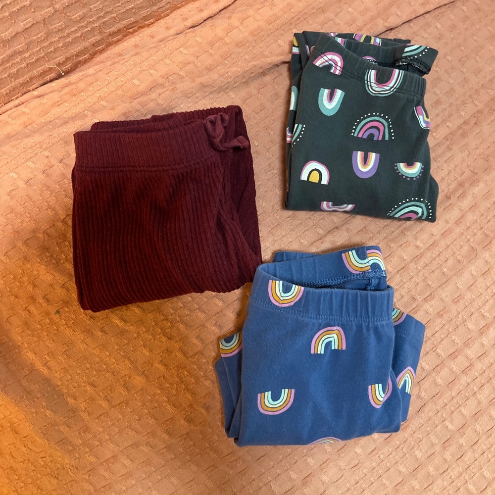 3 legging bundle, girls size 4/5, cat & Jack leggings, GUC rainbow leggings